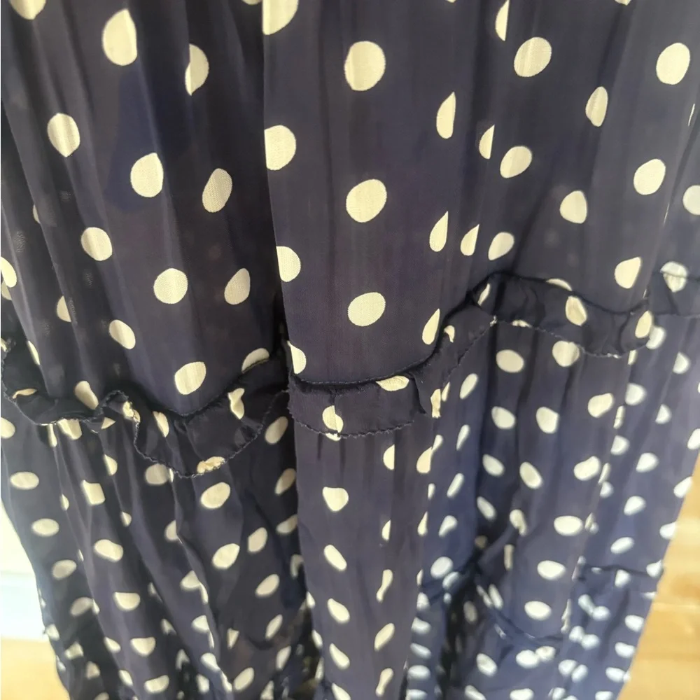 Navy Blue and White Polka Dot Shirtwaist Dress - Picture 5 of 11